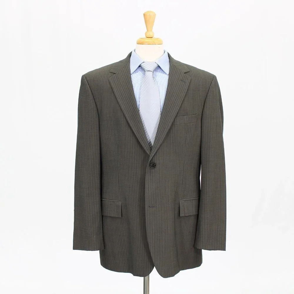 Hugo Boss 46R Brown Striped 2-Button Sport Coat Blazer Jacket B650